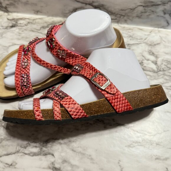 BIRKENSTOCK BETULA Snakeskin Embossed Jeweled Sandals - Picture 4 of 10